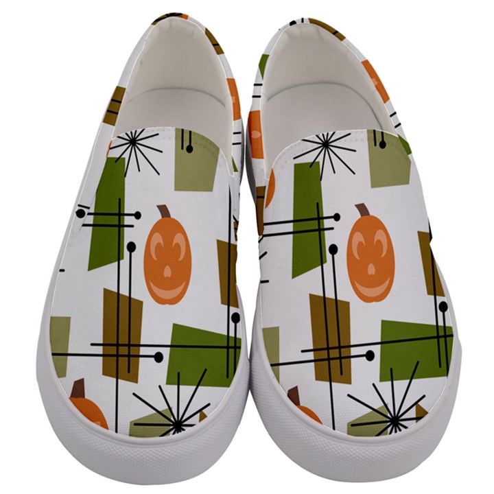 Halloween Mid Century Modern Men s Canvas Slip Ons