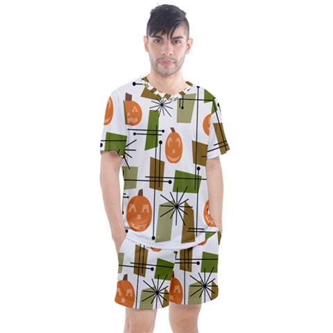 Halloween Mid Century Modern Men s Mesh Tee And Shorts Set by KayCordingly