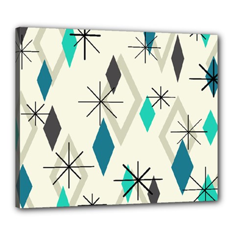 Atomic Era Diamonds (turquoise) Canvas 24  X 20  (stretched) by KayCordingly