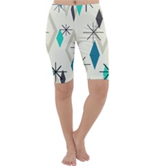 Atomic Era Diamonds (turquoise) Cropped Leggings  by KayCordingly