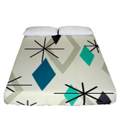 Atomic Era Diamonds (turquoise) Fitted Sheet (queen Size)