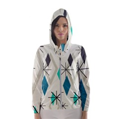 Atomic Era Diamonds (turquoise) Hooded Windbreaker (women)