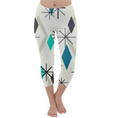 Atomic Era Diamonds (turquoise) Capri Winter Leggings 