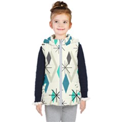 Atomic Era Diamonds (turquoise) Kid s Hooded Puffer Vest by KayCordingly