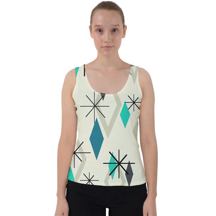 Atomic Era Diamonds (Turquoise) Velvet Tank Top