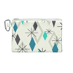 Atomic Era Diamonds (turquoise) Canvas Cosmetic Bag (medium) by KayCordingly