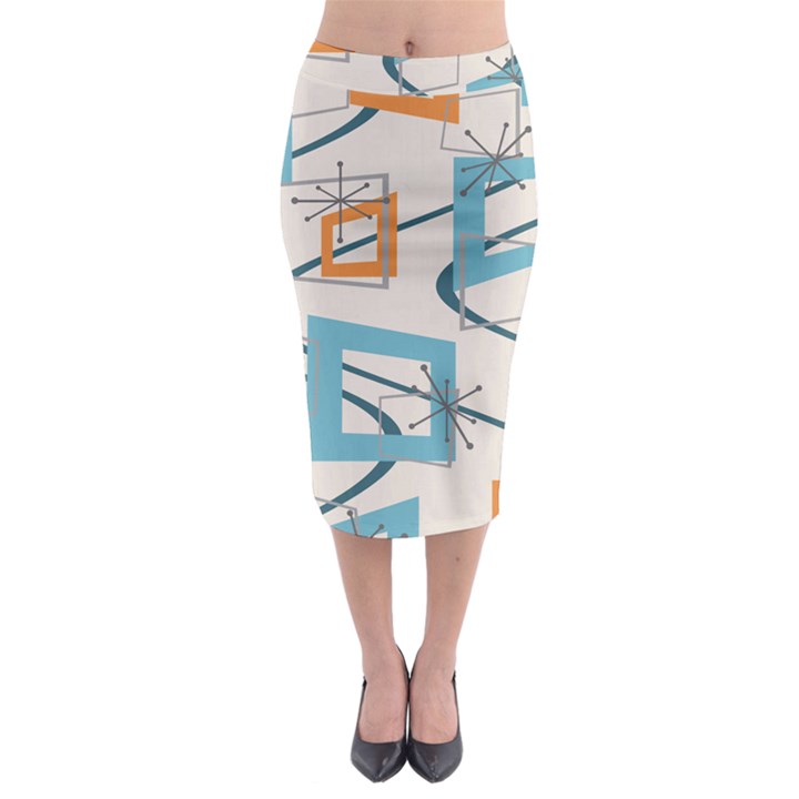 Minimalist Wavy Rectangles Midi Pencil Skirt