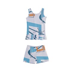 Minimalist Wavy Rectangles Kid s Boyleg Swimsuit