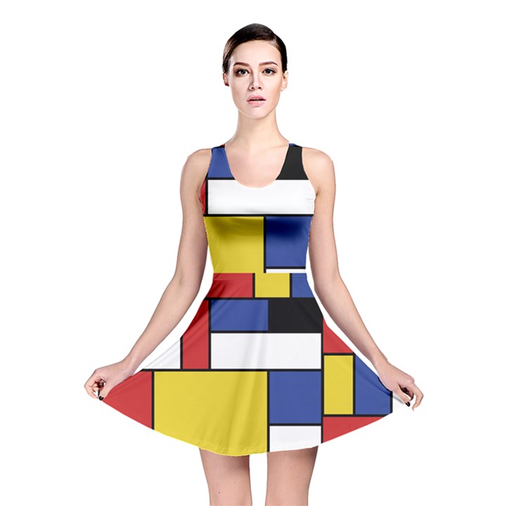 Mondrian Geometric Art Reversible Skater Dress