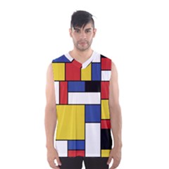 Mondrian Geometric Art Men s Basketball Tank Top by KayCordingly