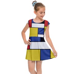 Mondrian Geometric Art Kids Cap Sleeve Dress by KayCordingly