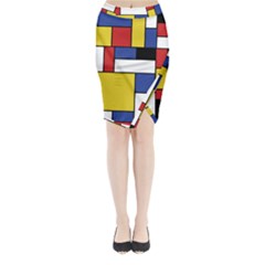 Mondrian Geometric Art Midi Wrap Pencil Skirt by KayCordingly