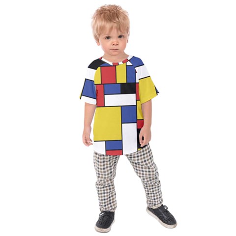 Mondrian Geometric Art Kids Raglan Tee by KayCordingly