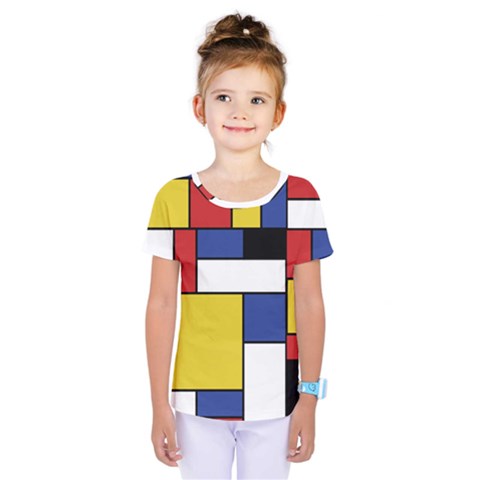 Mondrian Geometric Art Kids  One Piece Tee by KayCordingly