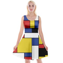 Mondrian Geometric Art Reversible Velvet Sleeveless Dress by KayCordingly