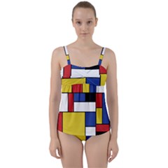 Mondrian Geometric Art Twist Front Tankini Set by KayCordingly