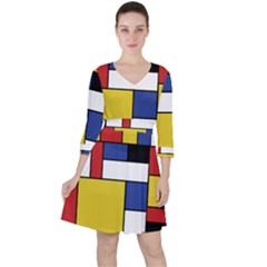 Mondrian Geometric Art Ruffle Dress by KayCordingly