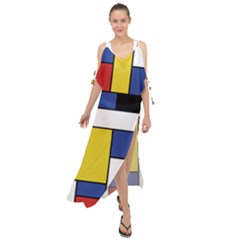 Mondrian Geometric Art Maxi Chiffon Cover Up Dress by KayCordingly