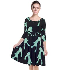 Bold And Brash Pattern Quarter Sleeve Waist Band Dress