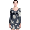 Doodle Bob Pattern Long Sleeve Velvet Bodycon Dress View1