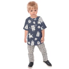 Doodle Bob Pattern Kids Raglan Tee