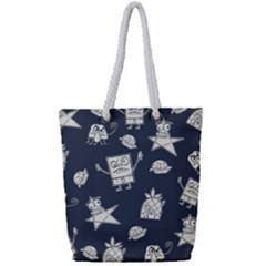 Doodle Bob Pattern Full Print Rope Handle Tote (small) by Valentinaart