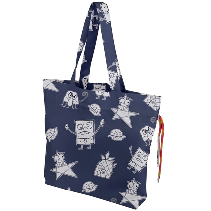 Doodle Bob Pattern Drawstring Tote Bag