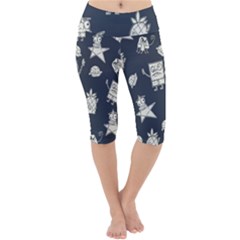 Doodle Bob Pattern Lightweight Velour Cropped Yoga Leggings