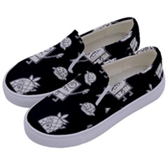 Doodle Bob Pattern Kids  Canvas Slip Ons by Valentinaart