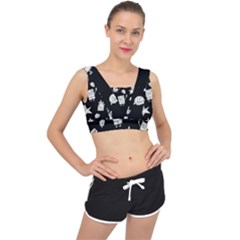 Doodle Bob Pattern V-back Sports Bra by Valentinaart