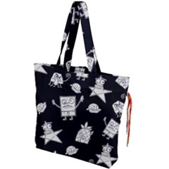 Doodle Bob Pattern Drawstring Tote Bag by Valentinaart