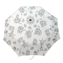 Doodle Bob Pattern Folding Umbrellas by Valentinaart