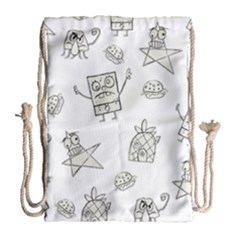 Doodle Bob Pattern Drawstring Bag (large) by Valentinaart