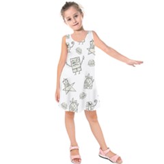 Doodle Bob Pattern Kids  Sleeveless Dress by Valentinaart