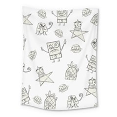 Doodle Bob Pattern Medium Tapestry by Valentinaart