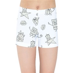 Doodle Bob Pattern Kids Sports Shorts by Valentinaart