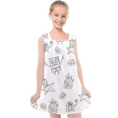 Doodle Bob Pattern Kids  Cross Back Dress by Valentinaart