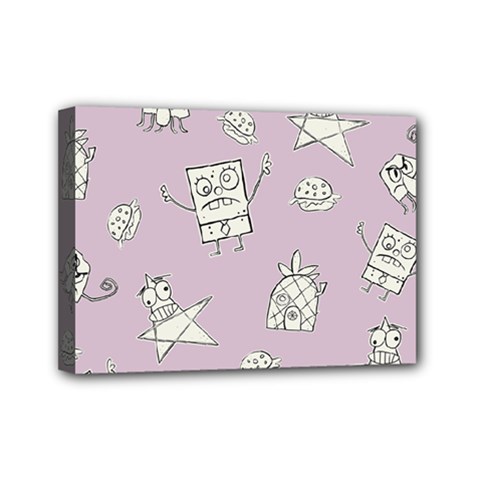 Doodle Bob Pattern Mini Canvas 7  X 5  (stretched) by Valentinaart