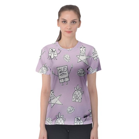 Doodle Bob Pattern Women s Sport Mesh Tee by Valentinaart