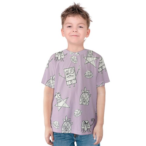 Doodle Bob Pattern Kids  Cotton Tee by Valentinaart