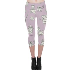 Doodle Bob Pattern Capri Leggings  by Valentinaart