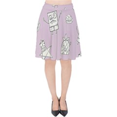 Doodle Bob Pattern Velvet High Waist Skirt by Valentinaart