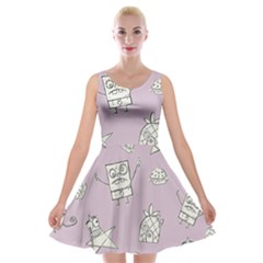 Doodle Bob Pattern Velvet Skater Dress by Valentinaart