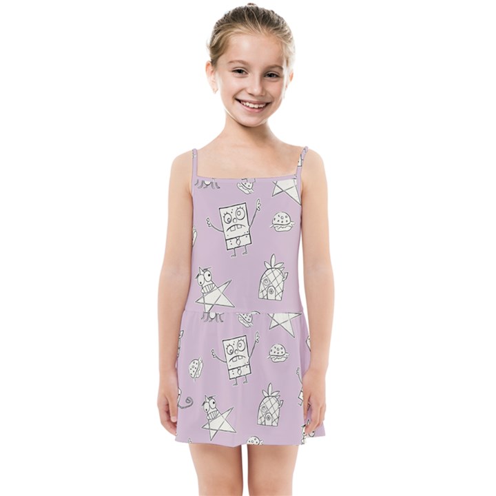 Doodle Bob Pattern Kids Summer Sun Dress