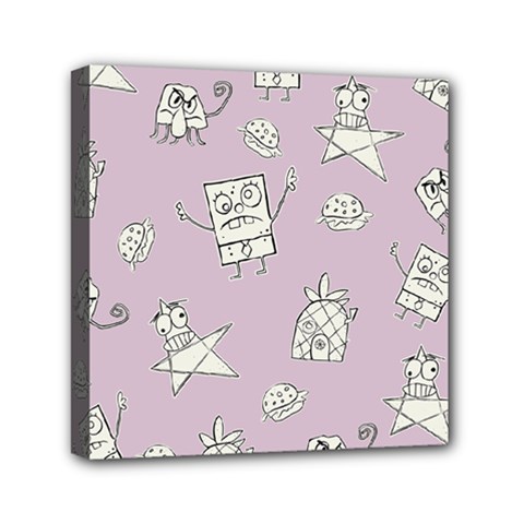 Doodle Bob Pattern Mini Canvas 6  X 6  (stretched) by Valentinaart