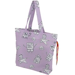 Doodle Bob Pattern Drawstring Tote Bag by Valentinaart