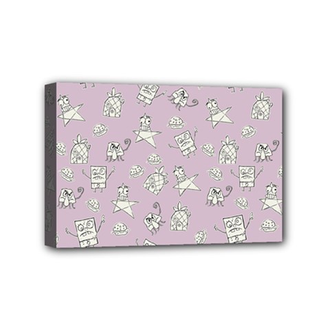 Doodle Bob Pattern Mini Canvas 6  X 4  (stretched) by Valentinaart