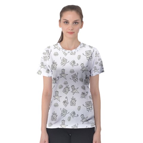 Doodle Bob Pattern Women s Sport Mesh Tee by Valentinaart