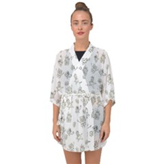 Doodle Bob Pattern Half Sleeve Chiffon Kimono by Valentinaart