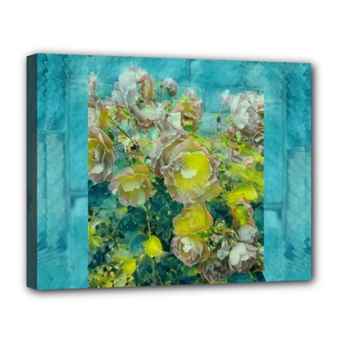 Bloom In Vintage Ornate Style Canvas 14  X 11  (stretched) by pepitasart